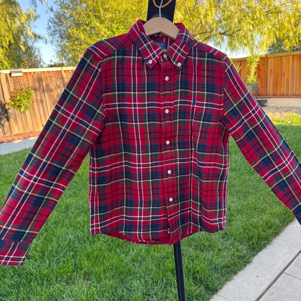 Polo Ralph Lauren Boys Plaid Button Down Shirt Size 7 NWT